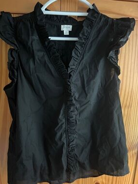 J. Crew Black Ruffle-Trim Sleeveless button down